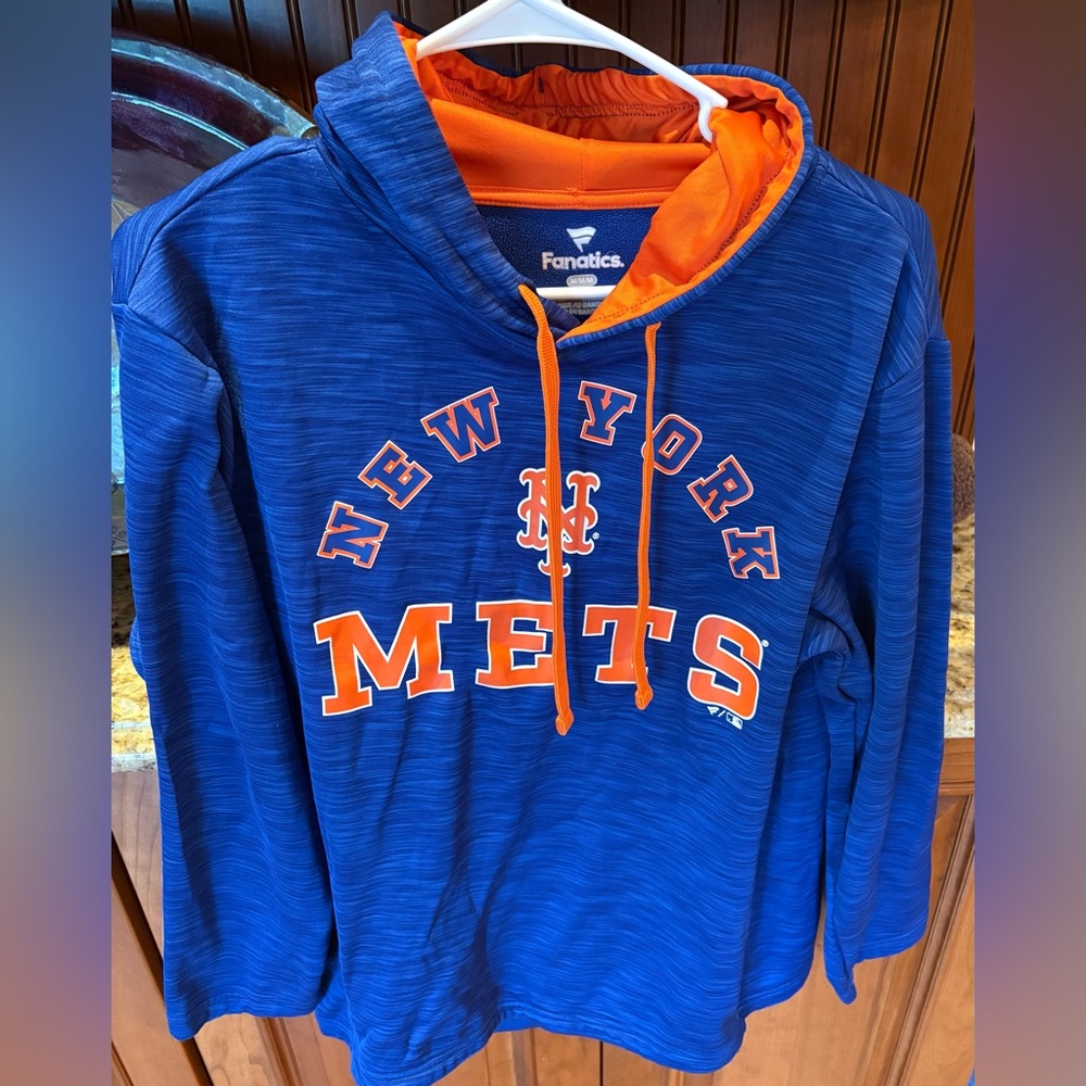 New York Mets men’s MLB Hoodie. Sharp blue/orange w/logos throughout. Medium‎ - Picture 4 of 6